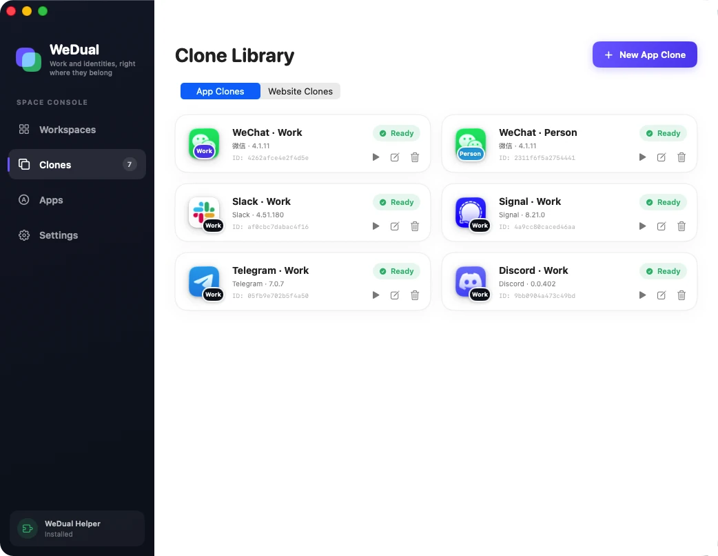 App clone library screenshot